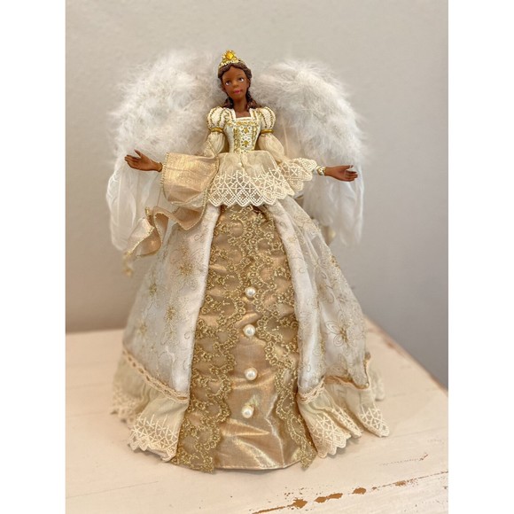African American Vintage Tree Topper Angel 14 Inches Used - Picture 2 of 7